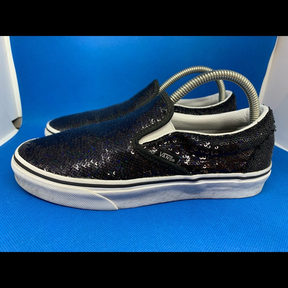 VANS OTW Black Sequin Slip On Skating Casual Shoes Sneakers 721454 Women's Sz 7.